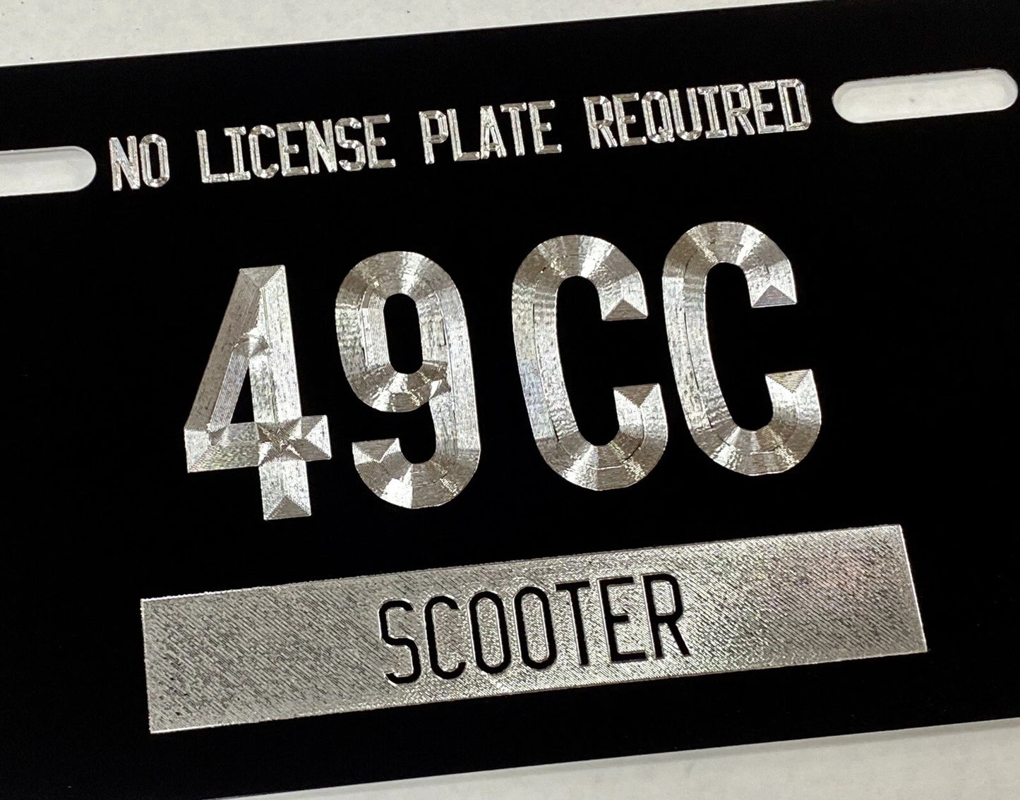 Scooter Moped Tag No License Plate Required 49cc Diamond Etched Metal 7x4