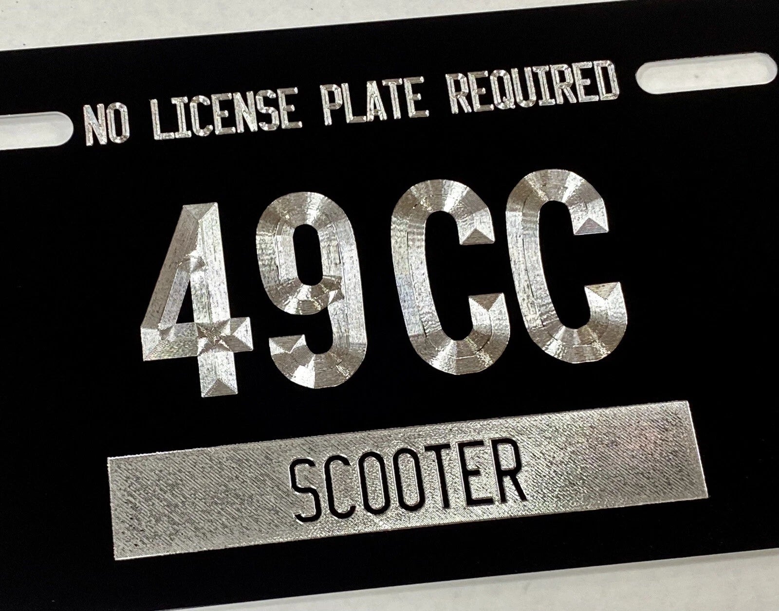 Scooter Tag – No License Plate Required, 49cc 49 CC, Diamond Etched Metal, 7x4 Inches