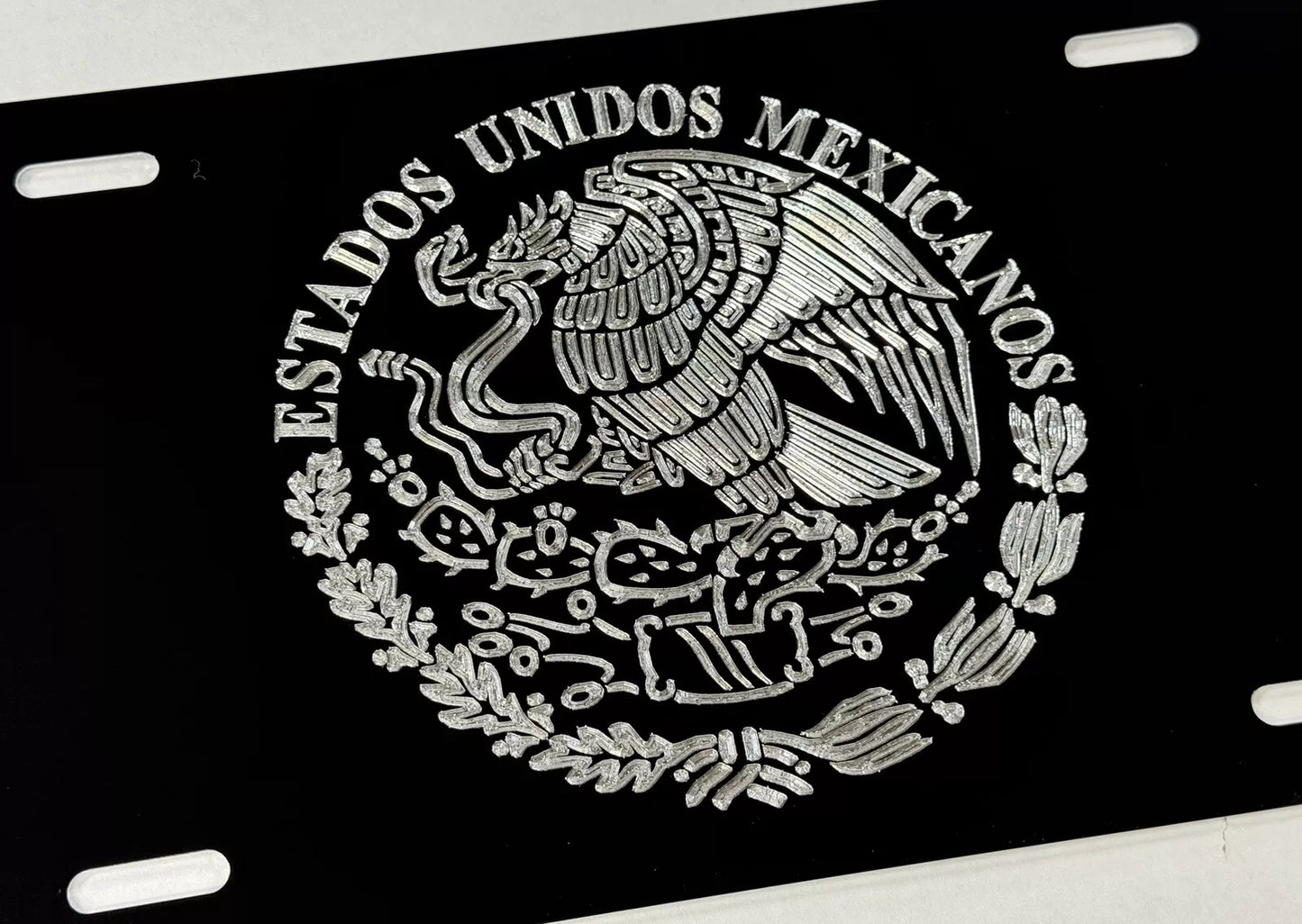 Engraved Mexican Eagle Mexico Coat Of Arms Car Tag