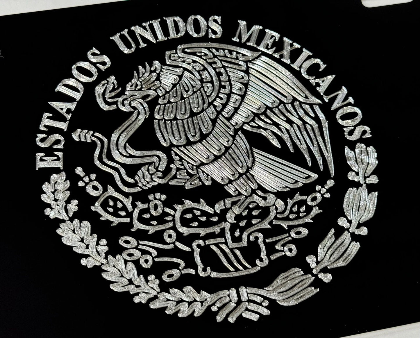 Engraved Mexican Eagle Mexico Coat Of Arms Car Tag