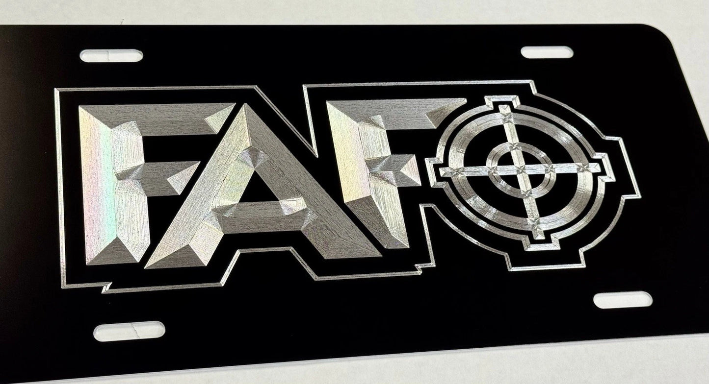 FAFO Scope F F*ck Around And Find Out Diamond Etched Front License Plate Car Tag