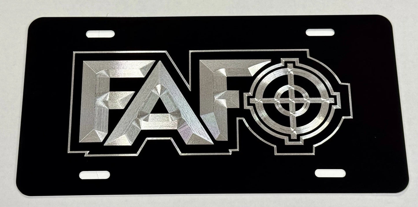 FAFO Scope F F*ck Around And Find Out Diamond Etched Front License Plate Car Tag