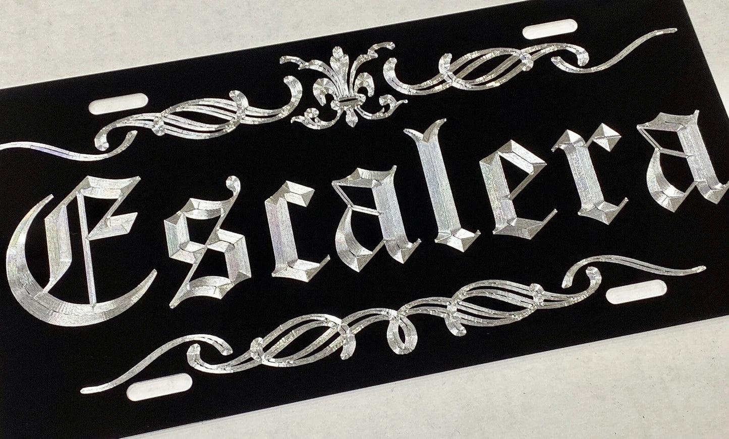 Engraved Custom Personalized Name Fancy Diamond Etched License Plate Car Tag