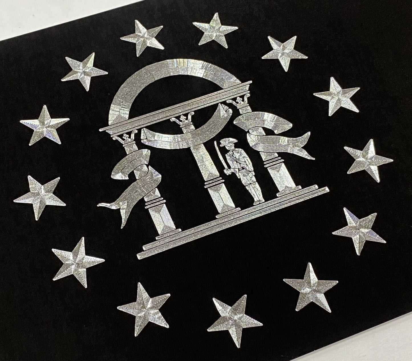 Engraved Georgia GA State Flag Diamond Etched License Plate Metal Car Tag Gift