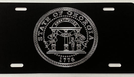 Engraved Georgia GA State Flag Diamond Etched License Plate Metal Car Tag Gift