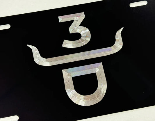 Custom Cattle Ranch Brand Diamond Etched on Aluminum License Plate, Car Tag