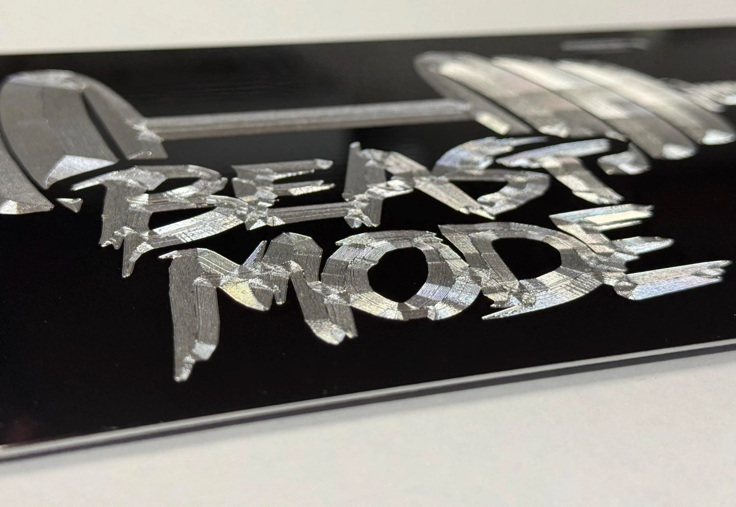 Engraved Beast Mode Weightlifting Car Tag