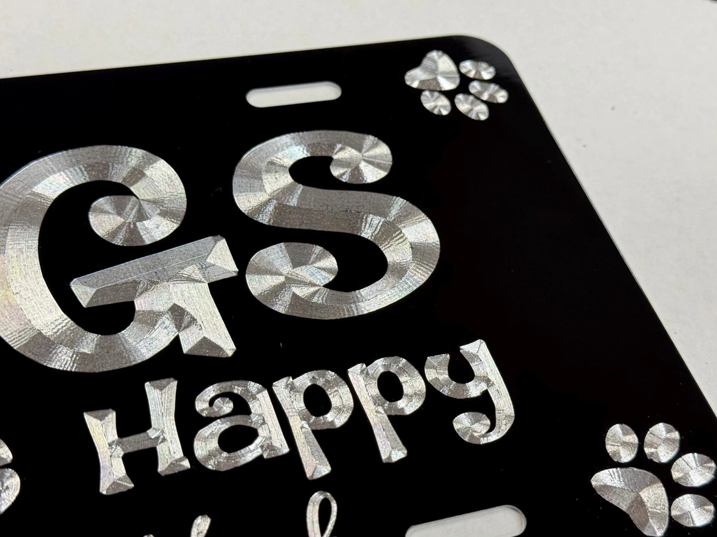 Engraved Dogs Make Me Happy Funny Car Tag