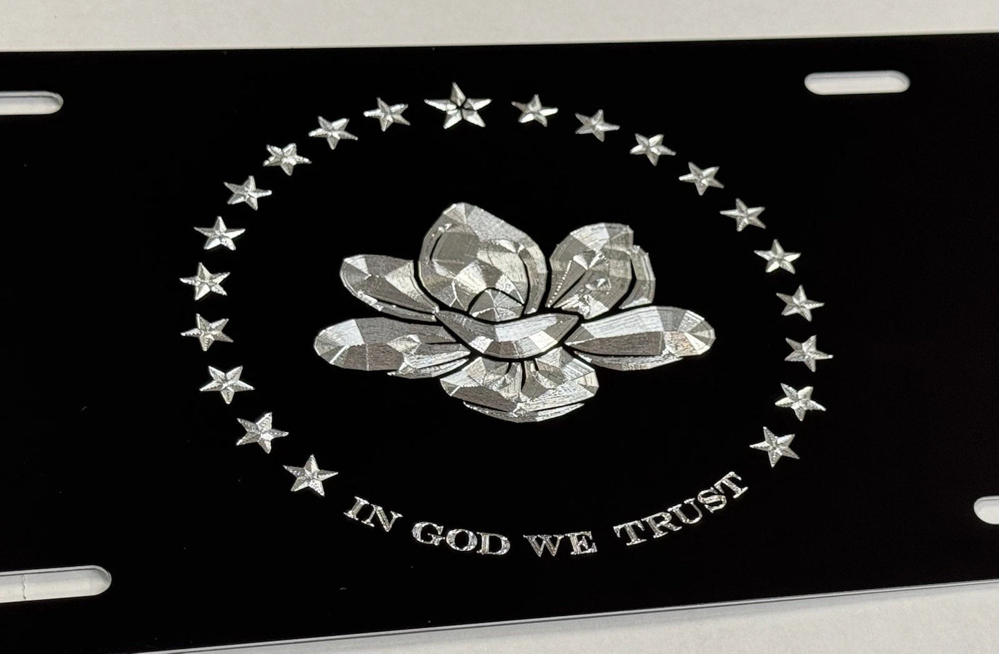 Engraved Mississippi New Flag Car Tag