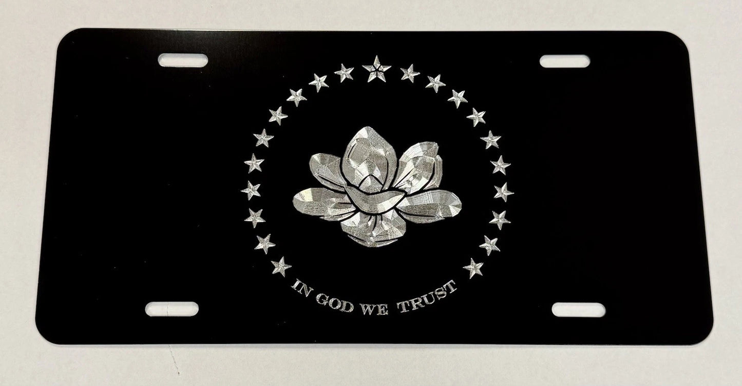 Engraved Mississippi New Flag Car Tag