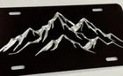 REFLECTIVE Engraved Mountains Car Tag Diamond Etched Black License Plate Gift