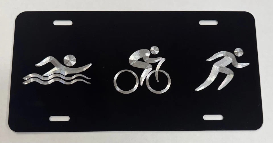 Engraved Triathlon Car Tag