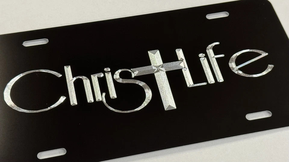 Deep Engraved Christ Life Christian Car Tag