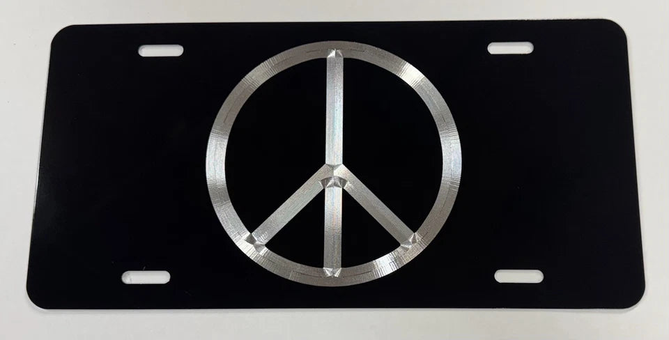 Engraved PEACE SIGN Car Tag