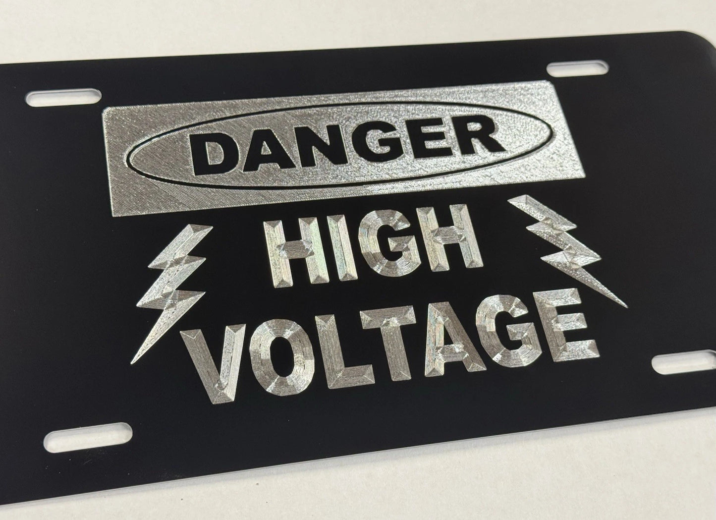 Engraved Danger High Voltage Car Tag