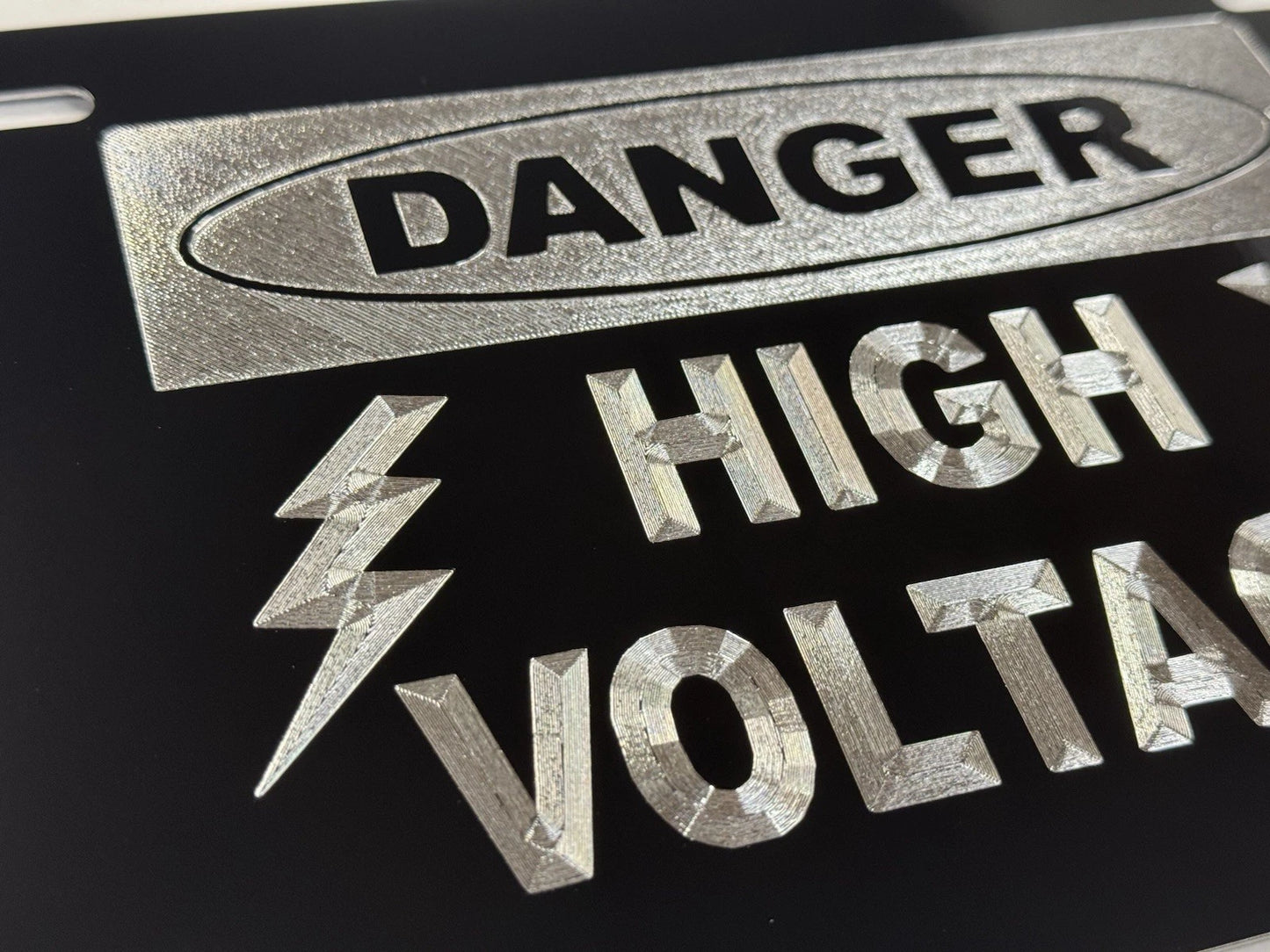 Engraved Danger High Voltage Car Tag