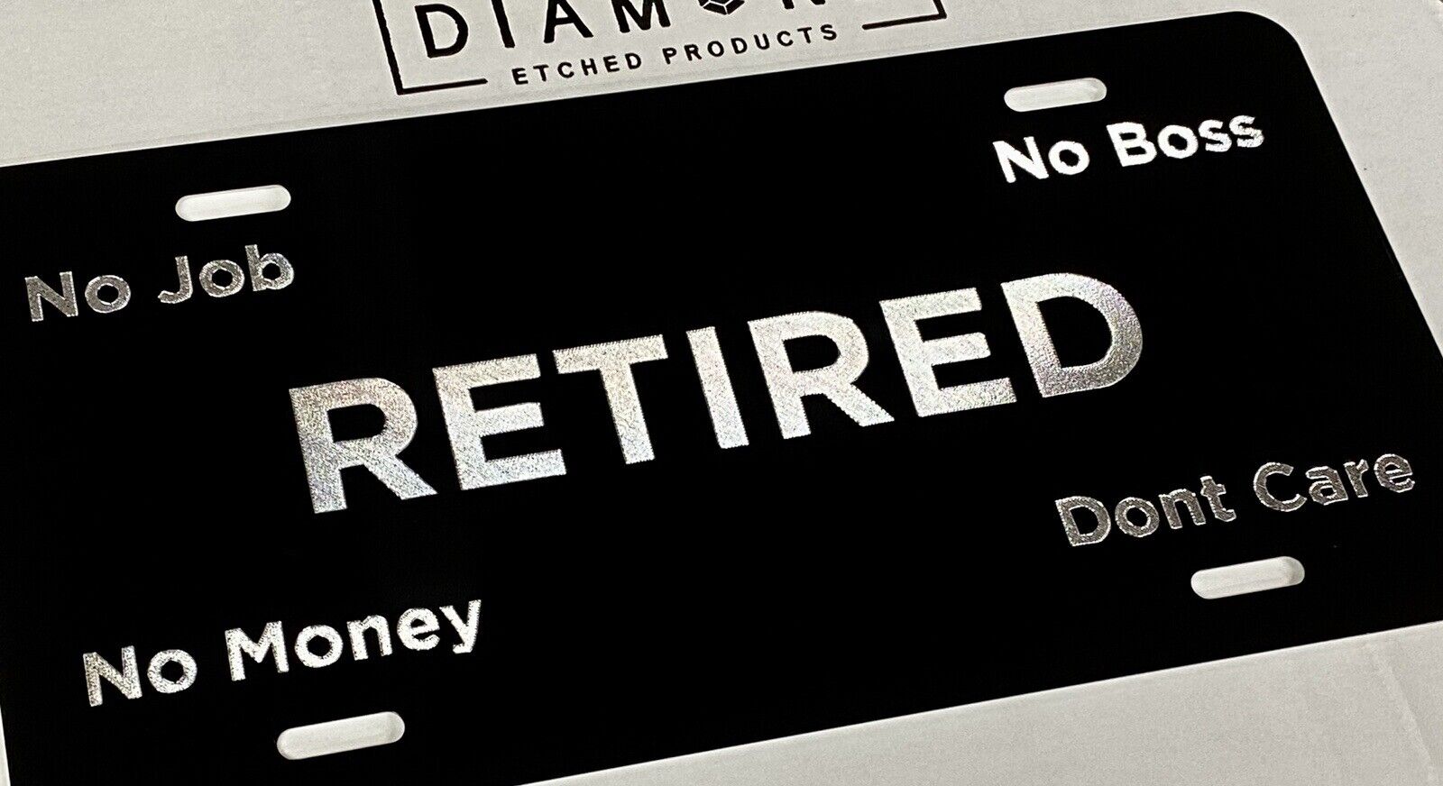 US Navy Retired Car Tag Engraved Diamond Etched Gloss Black Metal License Plate - Foto 11