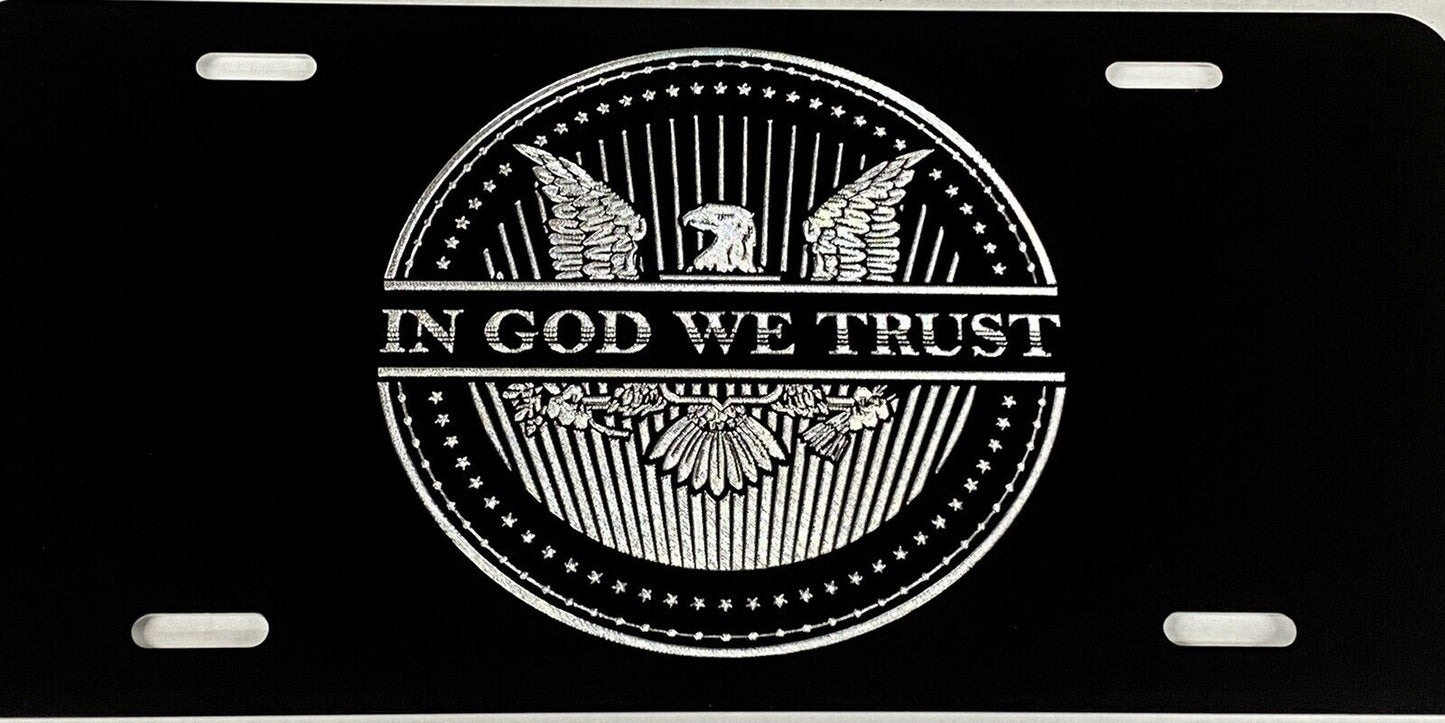 IN GOD WE TRUST Engraved Aluminum Patriotic Car Tag