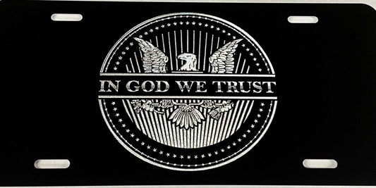 IN GOD WE TRUST Engraved Aluminum Patriotic Car Tag