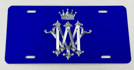 Custom 2 Letter Monogram Diamond Etched on Aluminum License Plate, Car Tag