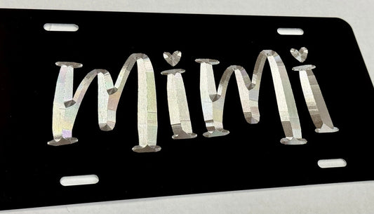 Engraved Mimi Grandma Car Tag
