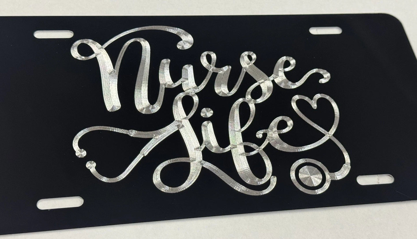 Engraved Nurse Life Stethoscope Car Tat