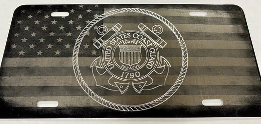 US Coast Guard/US Flag Combo License Plate