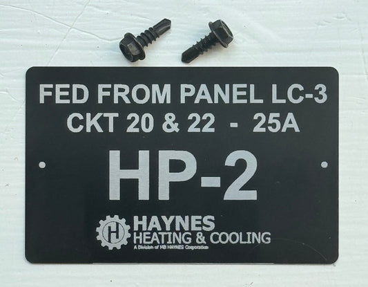 3.5"x2"  Electrical ID Plate