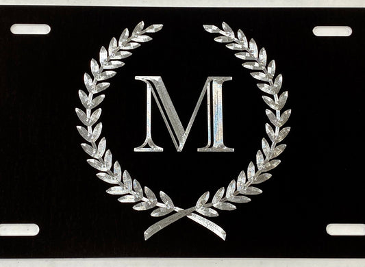 Custom Crest Letter Diamond Etched on Aluminum License Plate, Car Tag