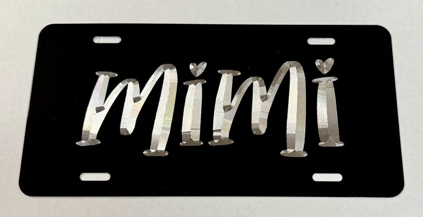 Engraved Mimi Grandma Car Tag