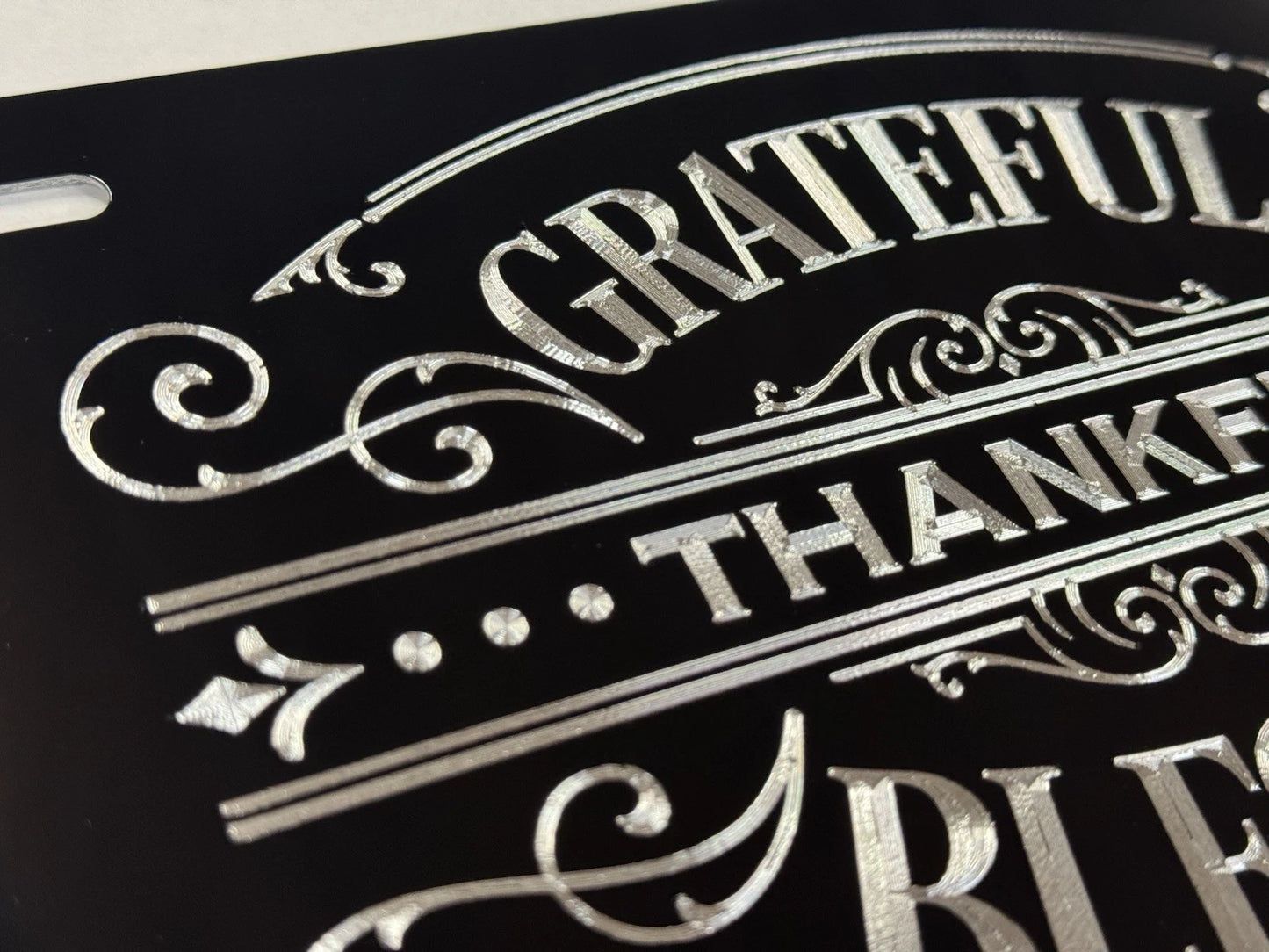 Sparkling Engraved Grateful Thankful Blessed Car Tag