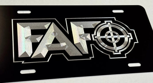 FAFO Scope F F*ck Around And Find Out Diamond Etched Front License Plate Car Tag