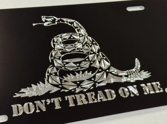 Engraved Gadsden Flag DON'T TREAD ON ME Car Tag Diamond Etched License Plate