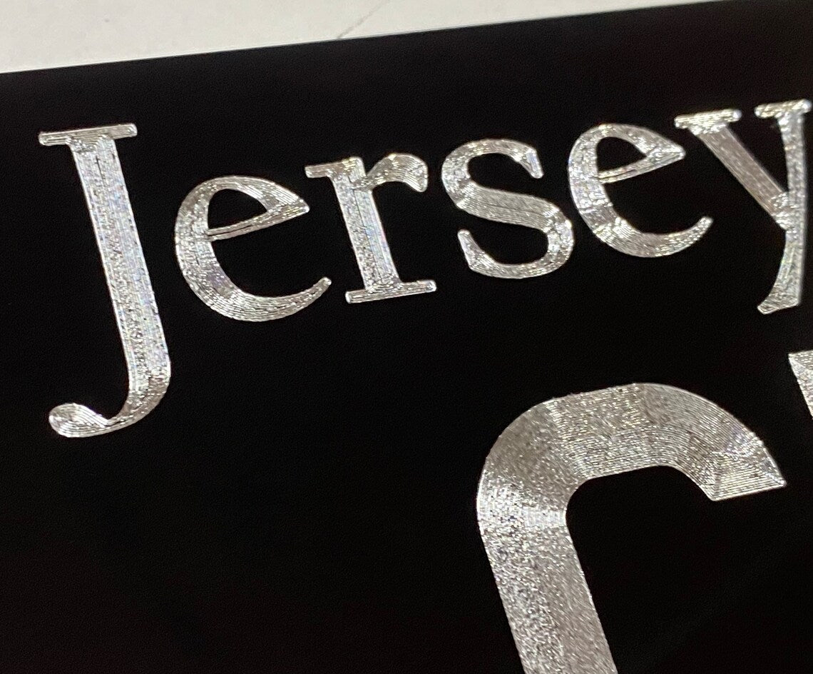 Custom State New Jersey Diamond Etched on Aluminum License Plate, Car Tag