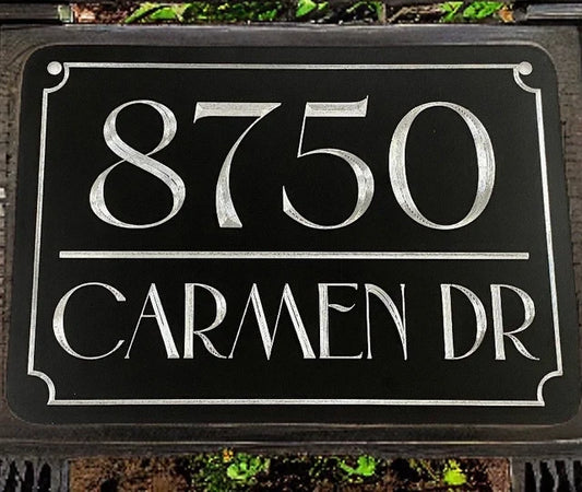 Home Address Sign - Border & Bar