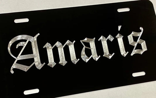 Custom Name or Text #5 Diamond Etched on Aluminum License Plate, Car Tag