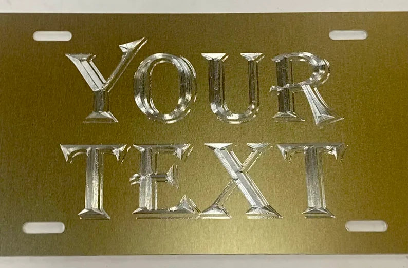 Custom Name or Text #7 Diamond Etched on Aluminum License Plate, Car Tag