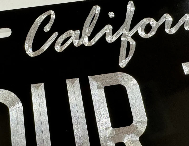 Custom State California Diamond Etched on Aluminum License Plate, Car Tag