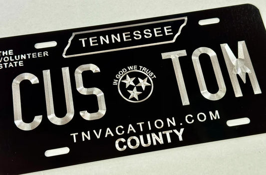 Custom State Tennessee Diamond Etched on Aluminum License Plate, Car Tag