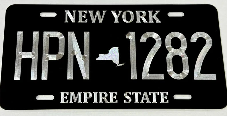 Custom State New York Diamond Etched on Aluminum License Plate, Car Tag