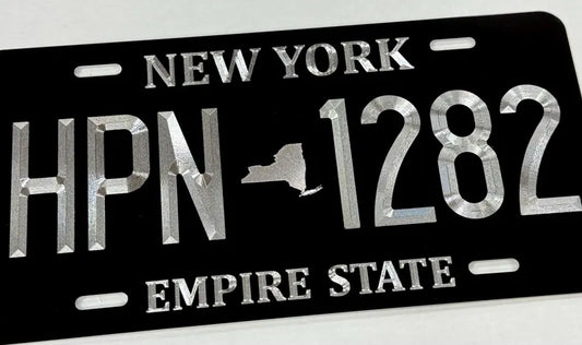 Custom State New York Diamond Etched on Aluminum License Plate, Car Tag