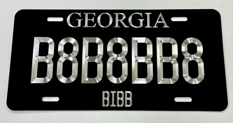 Custom State Georgia Diamond Etched on Aluminum License Plate, Car Tag