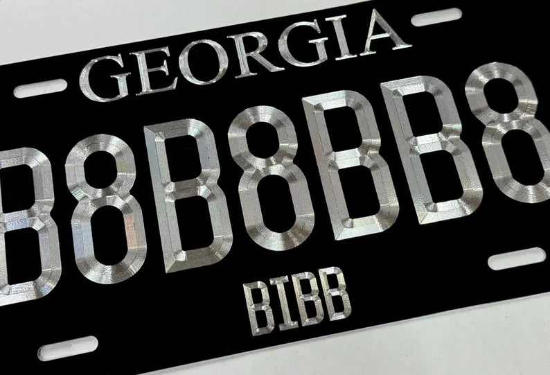 Custom State Georgia Diamond Etched on Aluminum License Plate, Car Tag