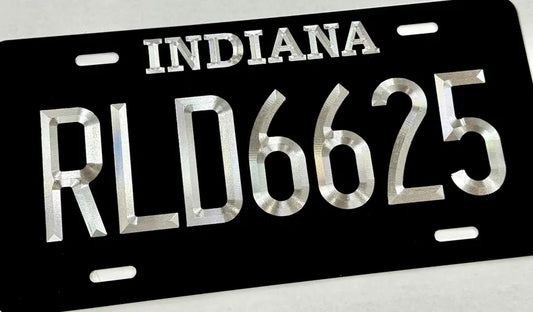 Custom State Indiana Diamond Etched on Aluminum License Plate, Car Tag