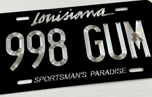 Custom State Louisiana Diamond Etched on Aluminum License Plate, Car Tag