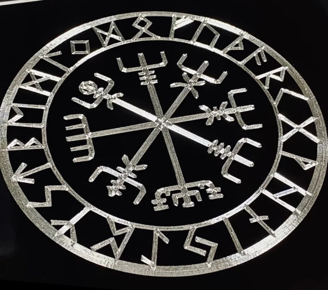 Engraved Viking Runes Vegvisir Compass Car Tag