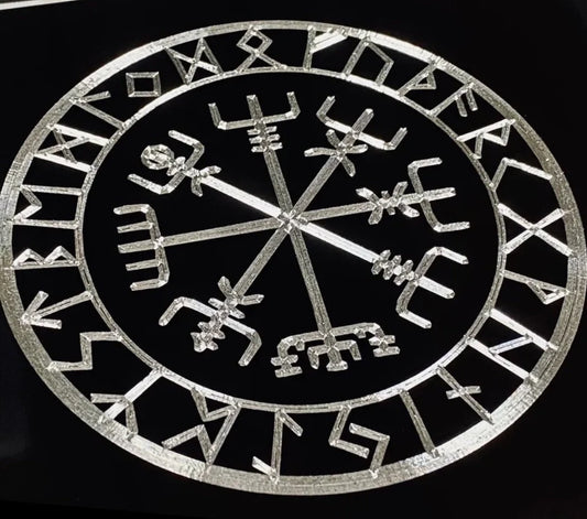 Engraved Viking Runes Vegvisir Compass Car Tag