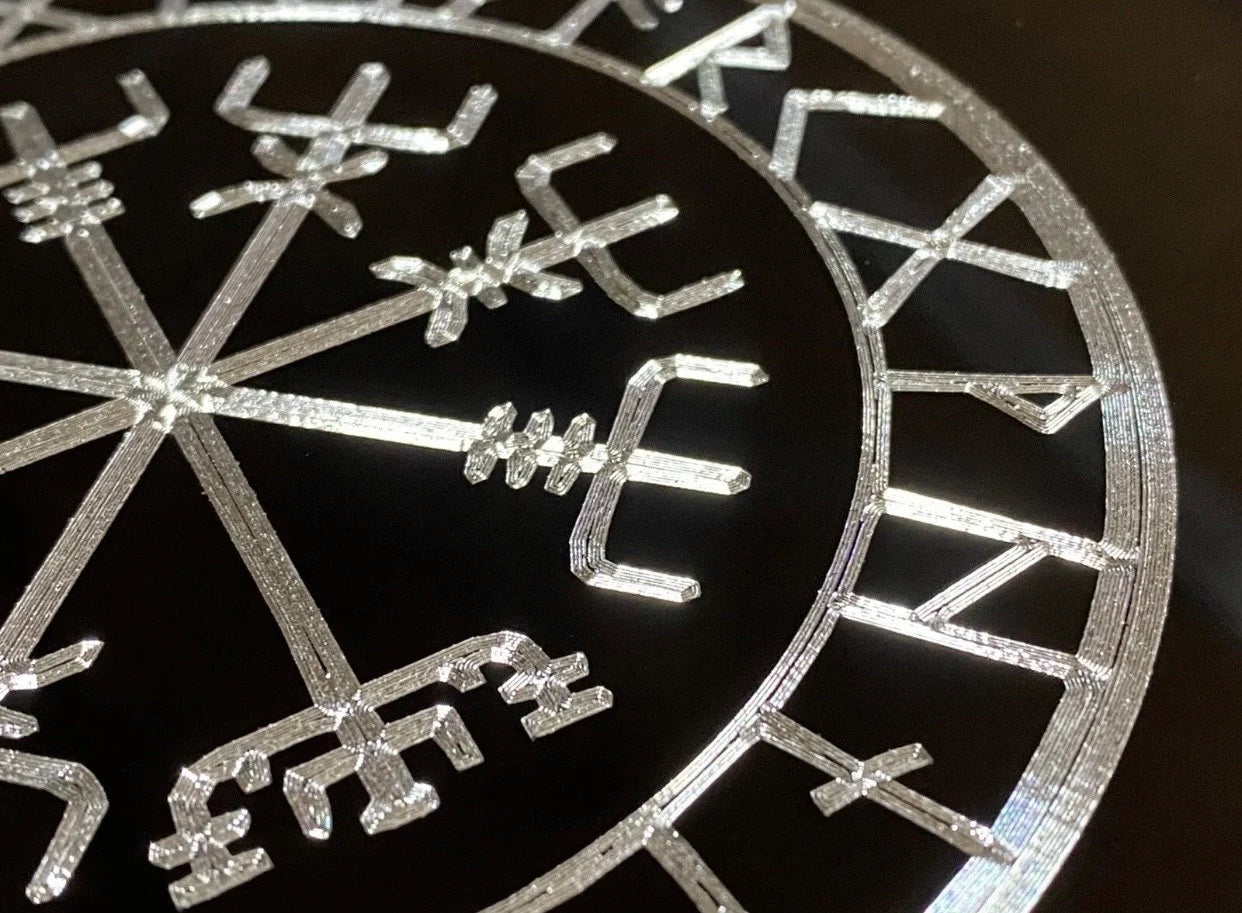 Engraved Viking Runes Vegvisir Compass Car Tag