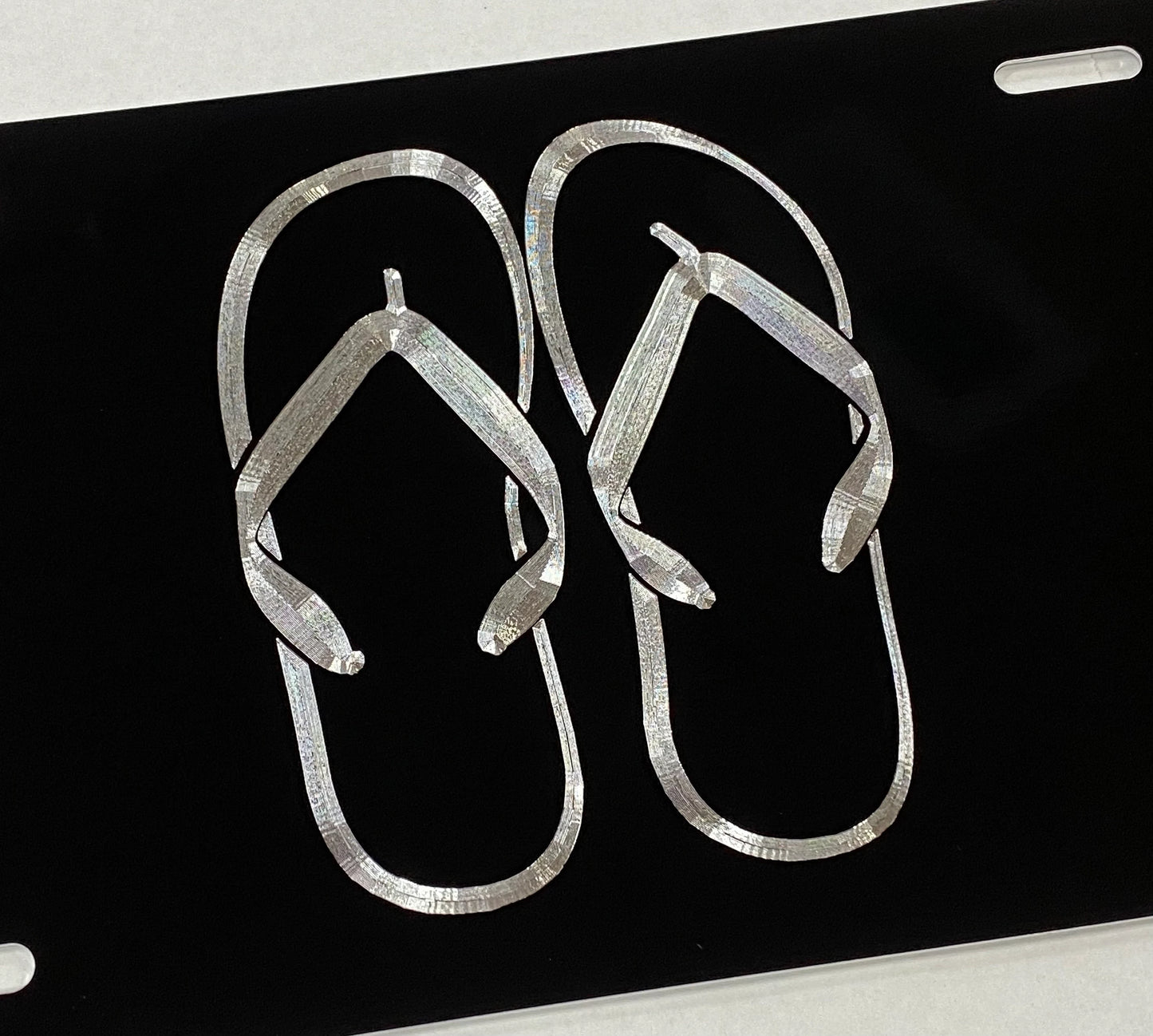 Silver Engraved Flip Flops Car Tag