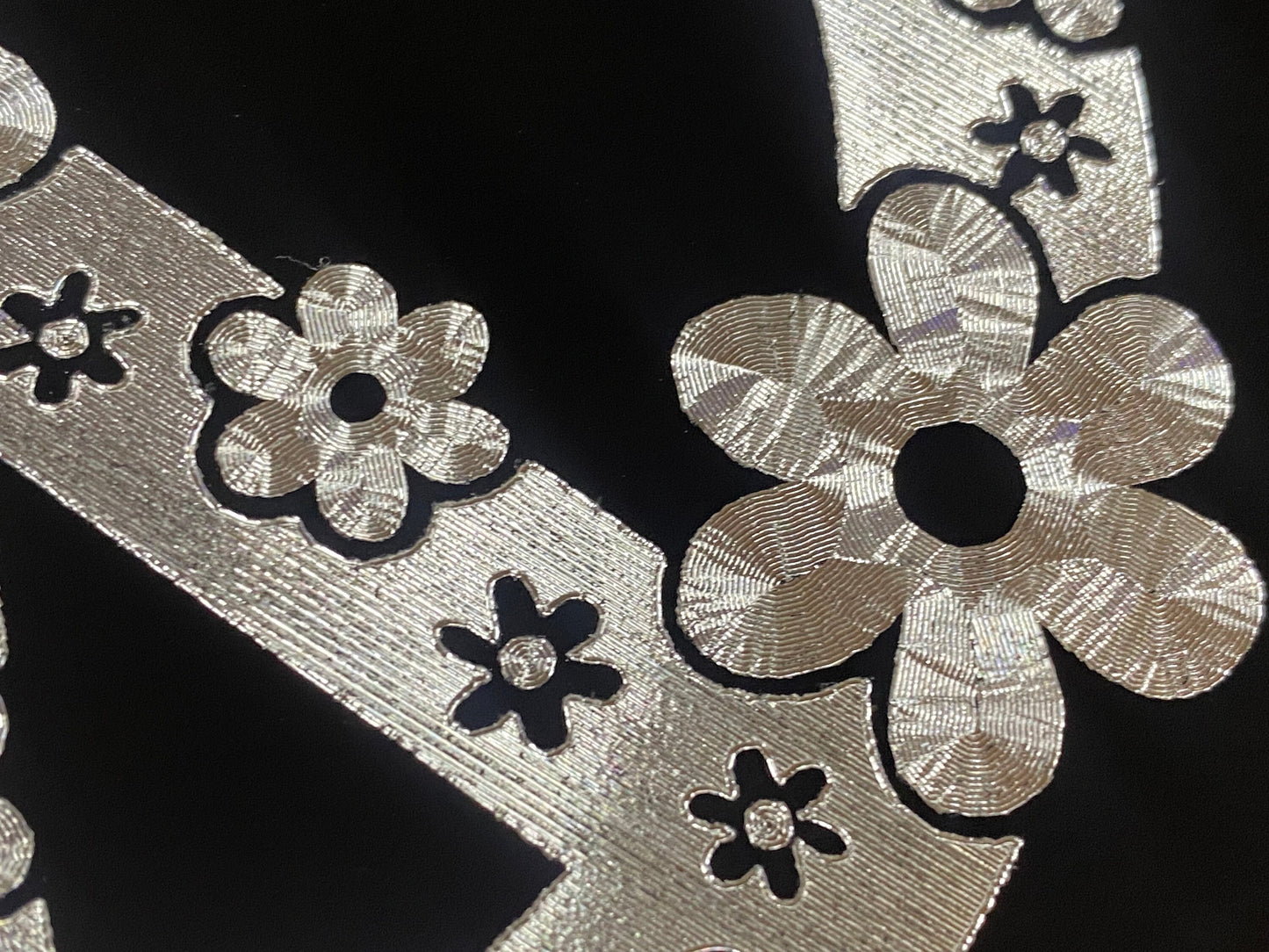 Engraved Flower Peace Sign Car Tag